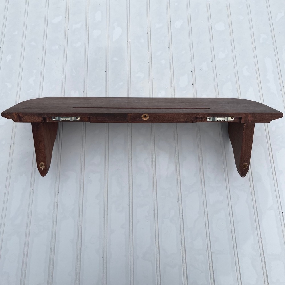 Vintage Dark Wood Floating Wall Shelf with Decorative Corbel Brackets Brown - Picture 3 of 6